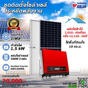 ชุดติดตั้งโซล่าเซลล์ SET 1.5 kW ออนกริด